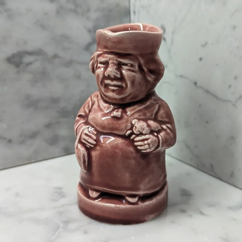 Vintage rose colored glazed pottery creamer from Czechoslovakia